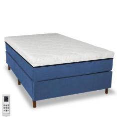 Cama Box e Colchão Magnético Massageador - Therapy Life Elegancy, Azul