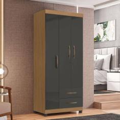 Guarda Roupa Solteiro 3 Portas Avanhandava Nature Grafite
