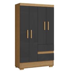 Guarda Roupas Solteiro 4 Portas 2 Gavetas Atacama / Grafite Coimbra Aramóveis