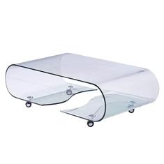 Mesa lateral mesa de centro de vidro móvel com rodas rolantes, mesa de canto decorativa moderna clara, mesa de chá retangular para sala de estar, banheiro, quarto e mesa de centro de escritório para sala de estar (cor: