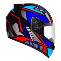Capacete Moto Spark Spider Ebf Esportivo Preto Azul