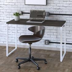 Mesa para Escritório Office Estilo Industrial 120cm Kuadra Carvalho Dark/Est.Branca