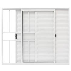 Veneziana 3 folhas 1,00x1,20 com grade no alumínio branco