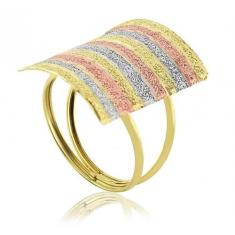 Anel de ouro 18K Aro Duplo Tricolor - Elegancy Joias, 9