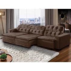 Sofá 06 Lugares Retrátil e Reclinável Alasca 320 Cm Pillow Veludo Marr