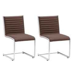 Kit 2 Cadeiras Escritório Fixa Terracota Sem Braços Cromada - Alezzi