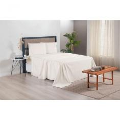 Jogo De Lençol Versatile Ponto Palito Completo 4 Peças Casal Micropercal palha