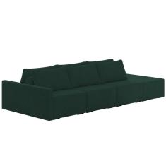 Sofá Ilha Modular Com Puff Para Sala Living 342cm Georgia K04 Veludo Verde - Mpozenato