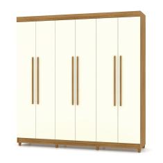 Guarda Roupa Casal 6 Portas 218 Cm Elegância Nature/champanhe - Pallazio