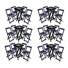 Kit 6 Conjuntos De Mesa Bistrô Dobrável Jack Daniel's Com 4 Banquetas De Madeira Preta