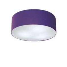 Plafon Cilíndrico Md-3046 Cúpula Em Tecido 35x12cm Roxo - Bivolt