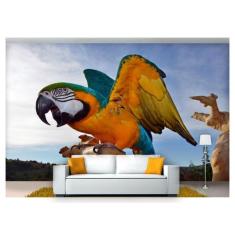 Papel De Parede Animais Arara Paisagem 3D Anm124 - Você Decora