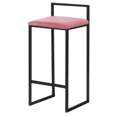 Banqueta Decorativa Jasmine Base Preto Suede Rosa