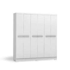 Guarda Roupa 6 Portas 2 Gavetas Kappesberg Dormitorio Bronze E530 Branco SE