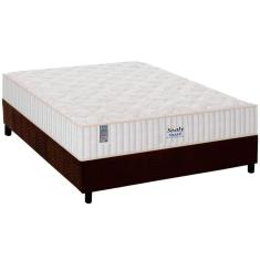  Cama Box Casal: Colchão Molas Ensacadas Plumatex MasterPocket Miami + Base CRC Suede Brown(138x188)