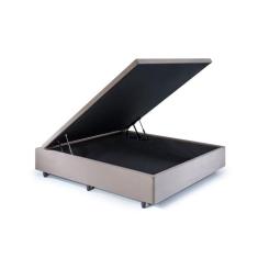 Base Box Baú Viúva em Suede 120x203x42cm Bege