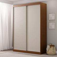 Guarda-roupa Solteiro 2 Portas 1 Porta Ripada Samambaia Cabecasa Freijó/Off White