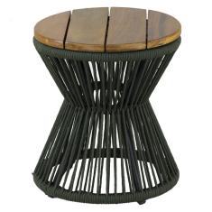 Mesa de Centro Ampulheta Corda Náutica e Tampo Madeira Trama