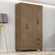 Guarda-roupa Casal 4 Portas 2 Gavetas Lite Carvalho
