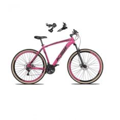 Bicicleta Aro 29 Ksw Xlt Alumínio 24v Câmbios Shimano Garfo Suspensão Pneu Faixa Bege Rosa 17