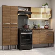 Armário de Cozinha Completa 229cm Rustic Emilly Madesa 06, Rustic