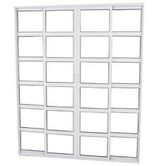 Porta de Alumínio Sacada Travessa 4 Folhas Branca Linha 25 Com Fechadu