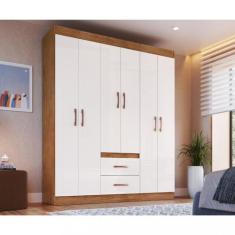 Guarda Roupa Solteiro 6 Portas 2 Gavetas Montevideu Doripel, Off White