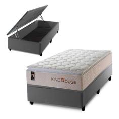 Conjunto Box Baú Roma Bege 96x203x78 c/ Molas Ensacadas - King House