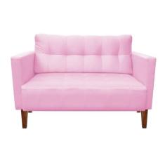 Sofá Retrô Namoradeira 2 Lugares Livia Suede Rosa Bebê - D'Rossi