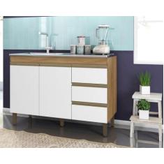 Balcão Gabinete de Pia 120mt Karen Sem Tampo Nature Off White - Petern