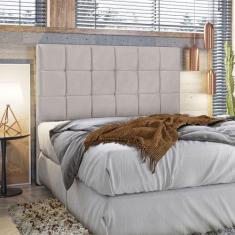 Cabeceira Cama Box Queen 1,60 Estofada Julia Veludo Bege Marfim Specia
