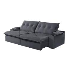 Sofá 5 Lugares Retrátil e Reclinável Martins M-163 Com Acessórios Veludo