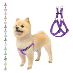 PUPTECK Peitoral para cães que não puxa, macio, ajustável, básico, de náilon, para caminhar ao ar livre, com etiqueta de identificação
