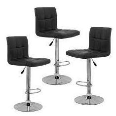 Conjunto 3 Banquetas Confort Gomos Estofada Giratória c/ Regulagem PRE