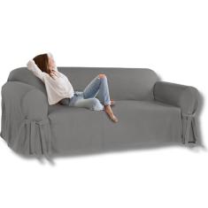 Capa Protetora para Sofá de 2 lugares em Brim Sarja 100% Algodão (Grafite)