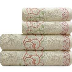 Jogo De Toalhas 4 Peças - Banho e Rosto Algodão Antipiling Yuna Karste