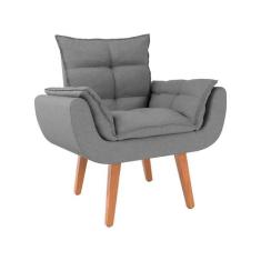 Poltrona Lidi Linho Cinza - Mobly