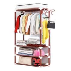 Guarda Roupa Portatil Arara Roupas Cabideiro 3 Prateleiras Organizador Armario Brinquedos Praia