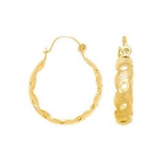 Brinco Rommanel Banhado A Ouro 18k Pequena Argola Ondulada Vazada 5229