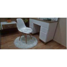 Tapete Redondo Em Pelúcia Pelo Alto De 7cm Sem Forro - 90 cm - S DECOR