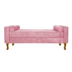Recamier Baú Félix Solteiro 90cm Suede Rosa Bebê