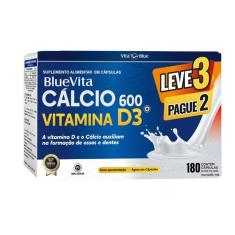 Kit Bluevita Cálcio 600mg + Vitamina D3 com 180 Cápsulas