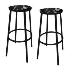 Kit 2 Banquetas Alta Banco Bar Balcão Bistrô Sem Encosto Preta - Mover