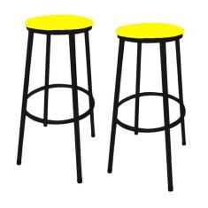 Kit 2 Banquetas Alta Banco Bar Balcão Bistrô Sem Encosto Preta - Mover