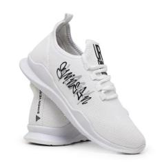 Tênis Casual Urbano Leve Com Palmilha Anatômica Confortável Branco Estampado-Masculino