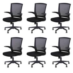 Kit 6 Cadeiras Escritorio Diretor Giratoria Tela Mesh Milão 3314 - Esp