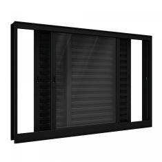 Janela de Alumínio de Correr 100x120cm 3 Folhas Lucasa Alumínios Preto