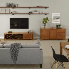 Conjunto Rack e Buffet Madeira Maciça Primavera Cabecasa Madeiramadeira Marrom