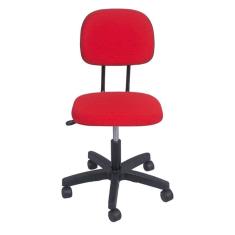 Cadeira secretaria com regulagem de altura L duplo  base com rodízio  tecido vermelho