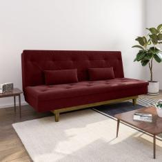 Sofá Cama 3 Lugares em Suede Tokio Yescasa Marsala / Castanho
